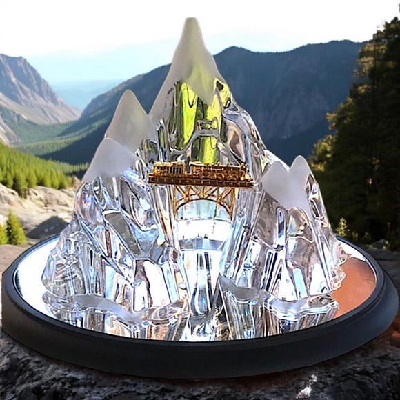 Franklin Mint Crystal Mountain Gold Train w/ Base - Picture 11 of 16